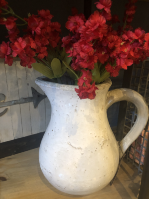 10&quot; Ceramic Antique White Pitcher w/Handle