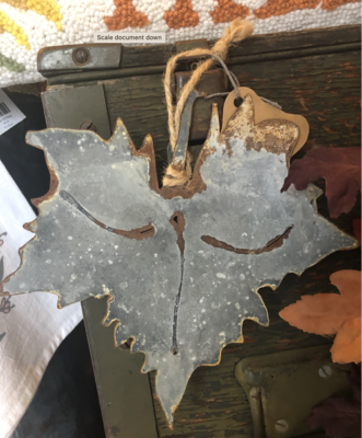 Aged Tin Hanging Maple Leaf
