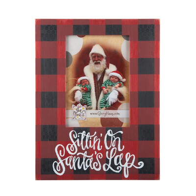Sittin On Santa&#39;s Lap Plaid Picture Frame