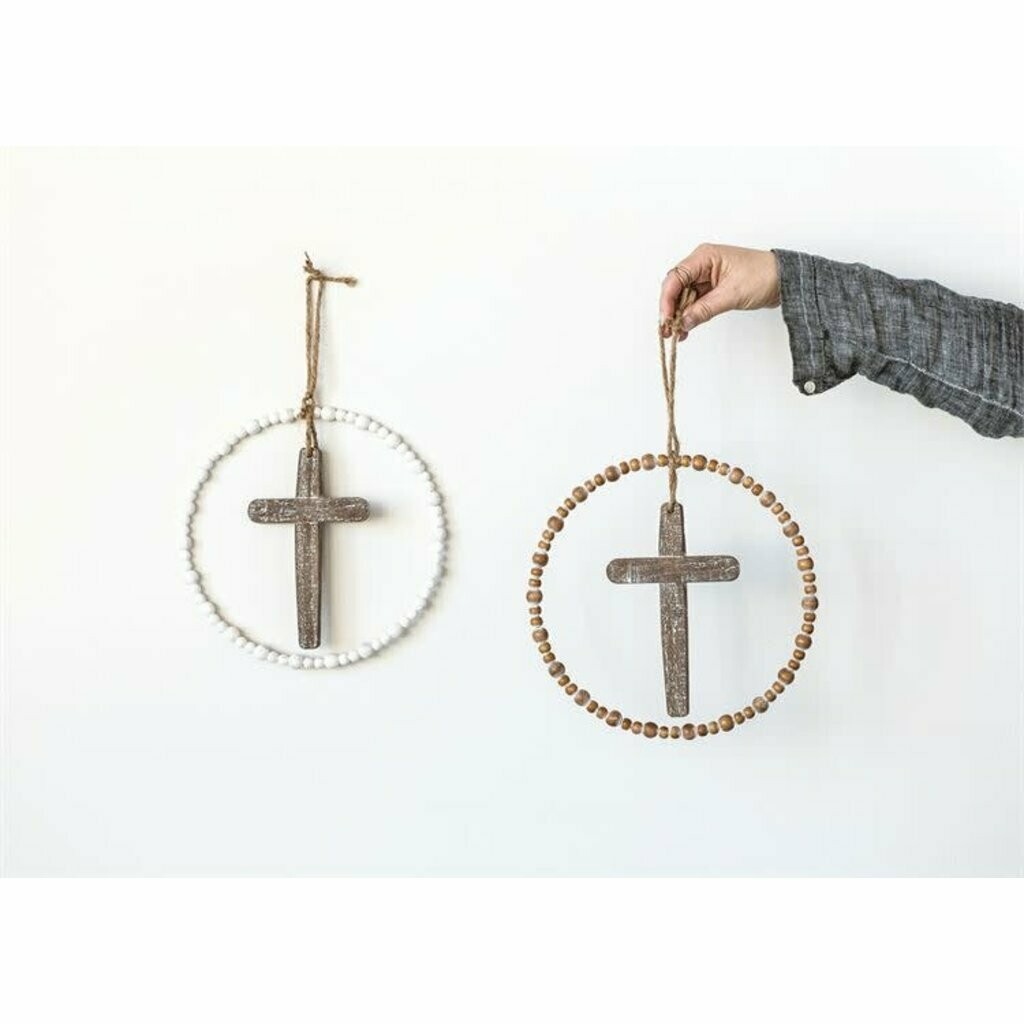 Round Wood &amp; Metal Cross