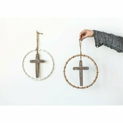Round Wood &amp; Metal Cross
