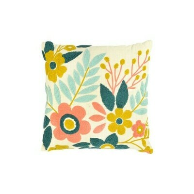 Cotton Floral Embroidered Pillow
