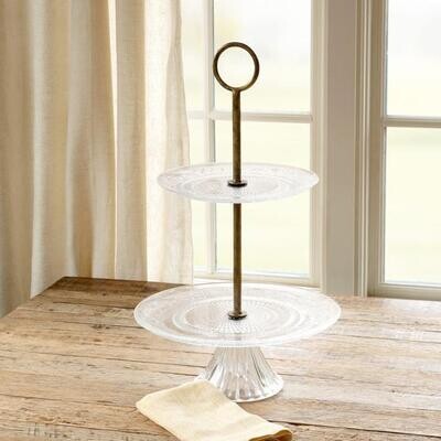 Embossed Two Tiered Tea Stand