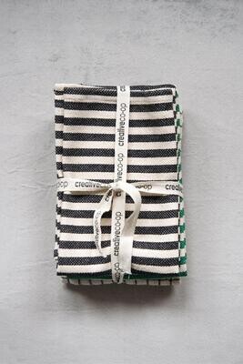 Green and Black Stripe Cotton Tea Towel 