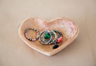 Wood Heart Shaped Bowl