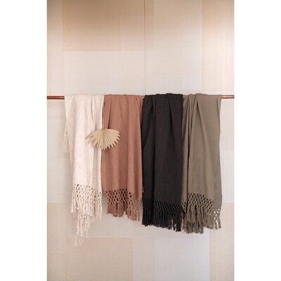 Cream Cotton Slub Throw