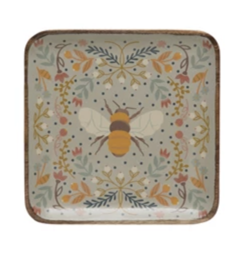 Medium Acacia Wood Tray with Bee