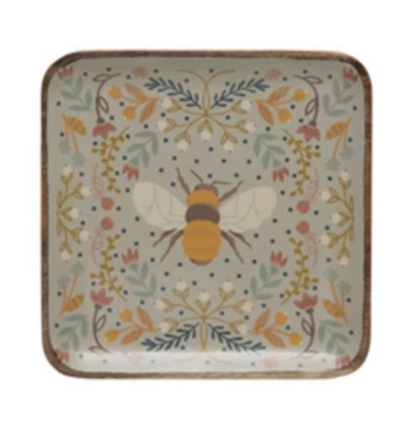 Medium Acacia Wood Tray with Bee