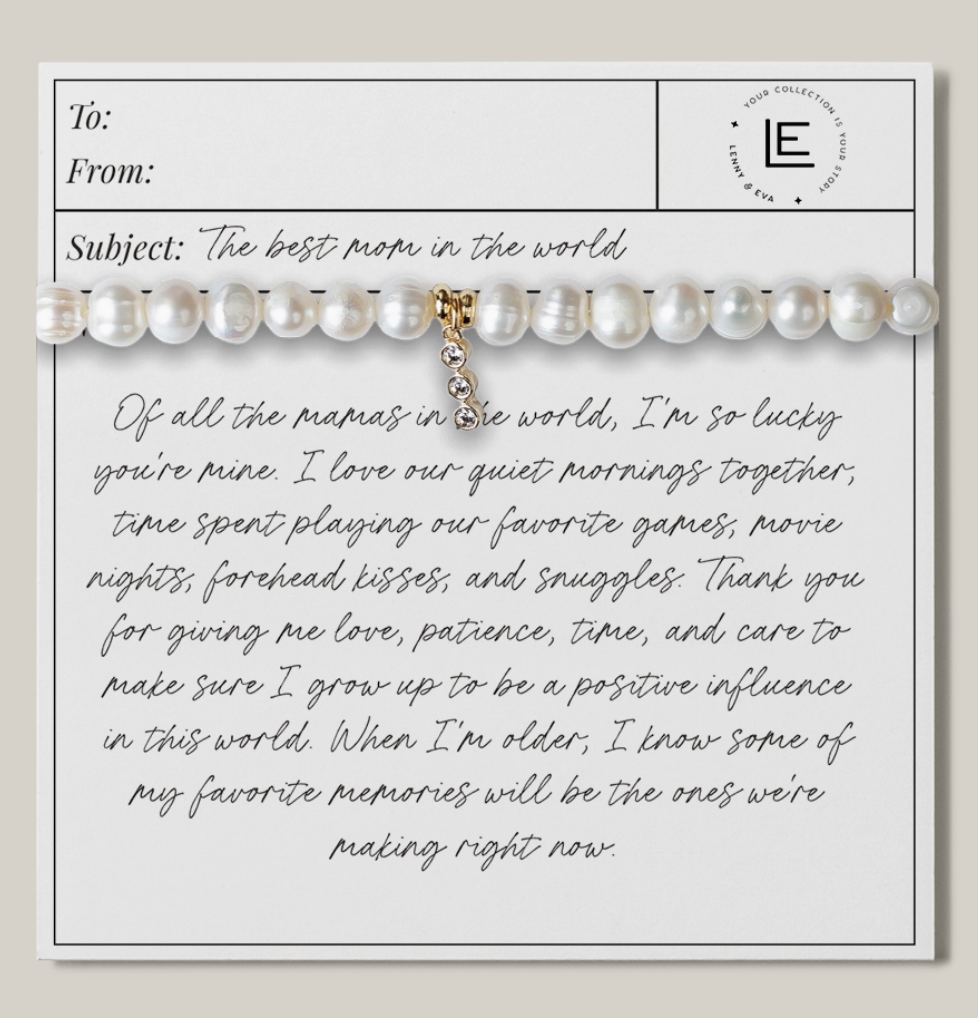 Best Mom Pearl Bracelet 3 Diamonds