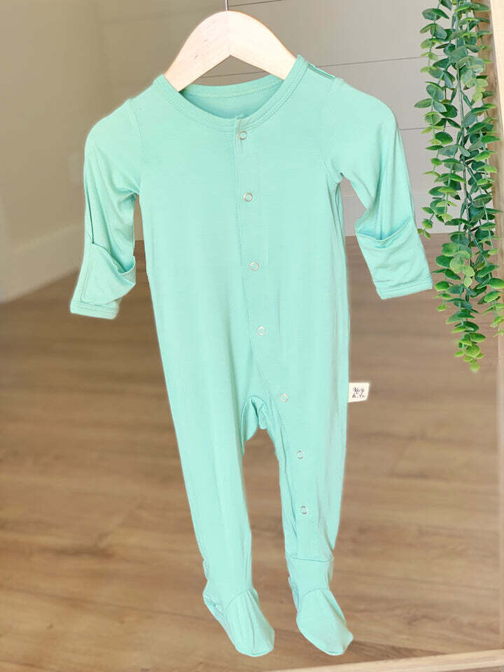 3-6 Month Footed Pajamas- Grasshopper Green