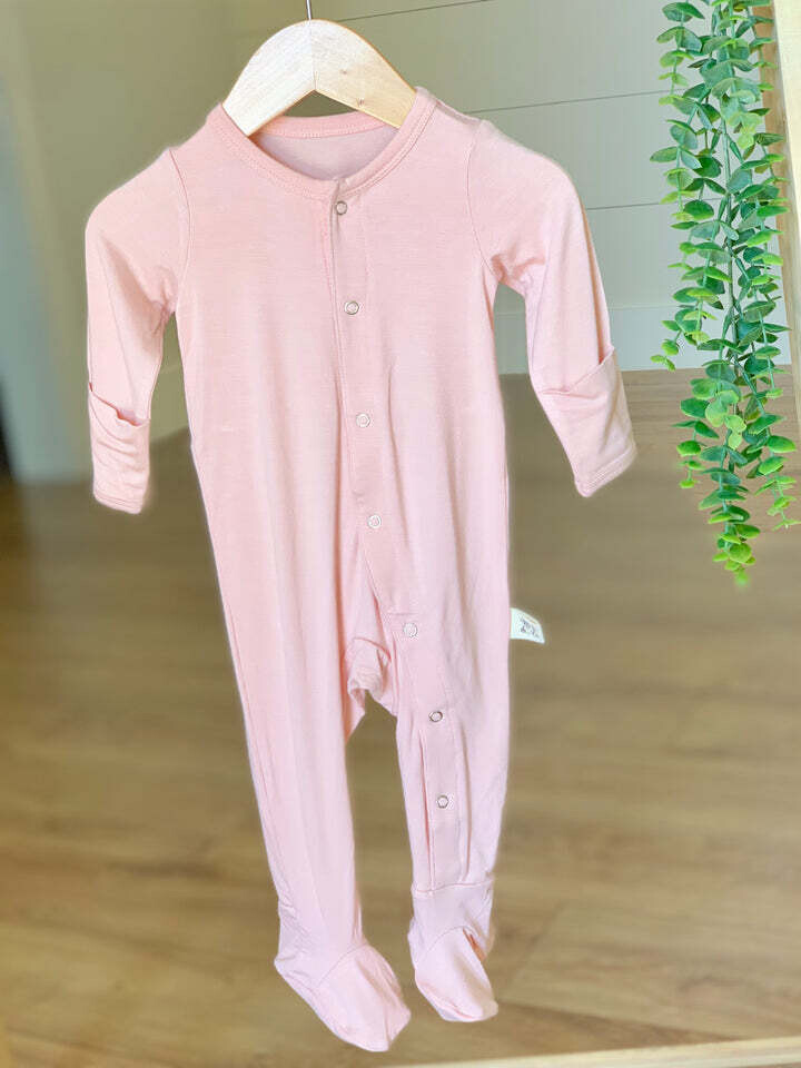 6-12 Month Footed Pajamas- Pink Peony