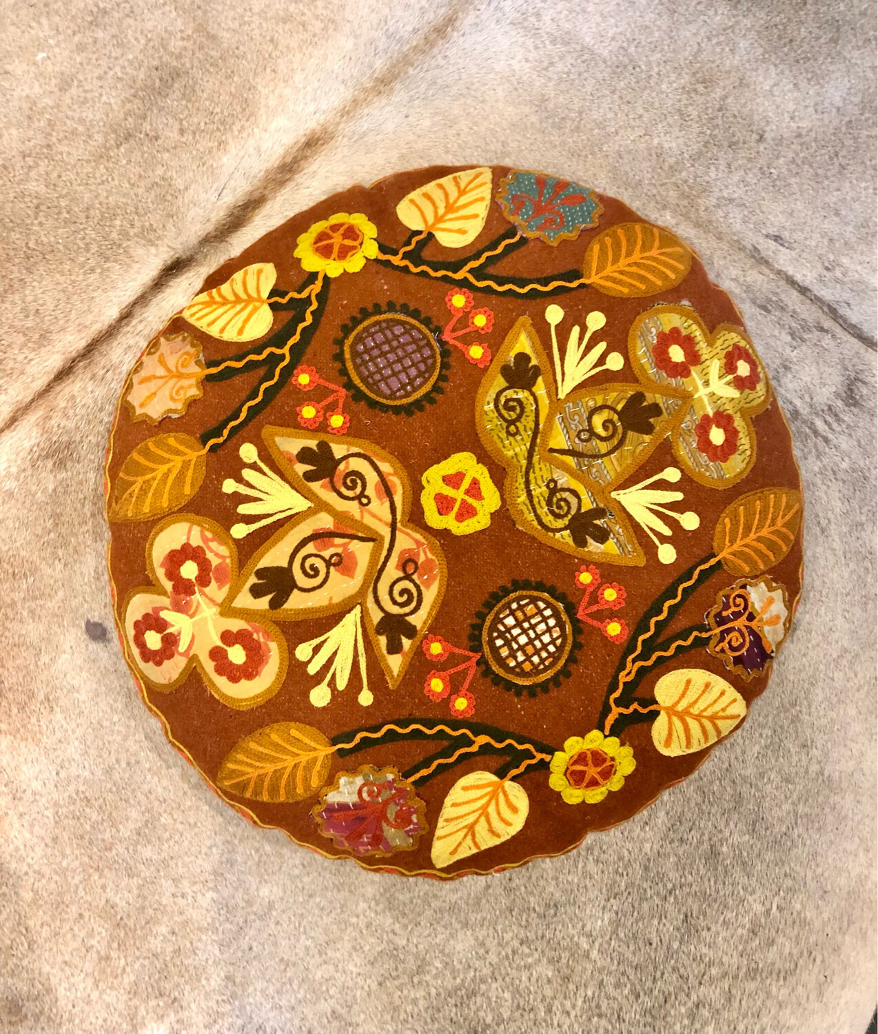 Warm Vintage Flowers Pillow 