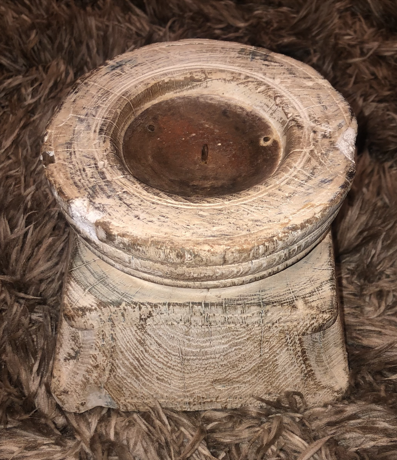 Found Wood Candle Holder