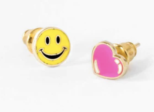 Happy Face and Heart Earrings