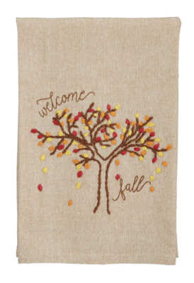 Welcome Fall Embroidered Tea Towel