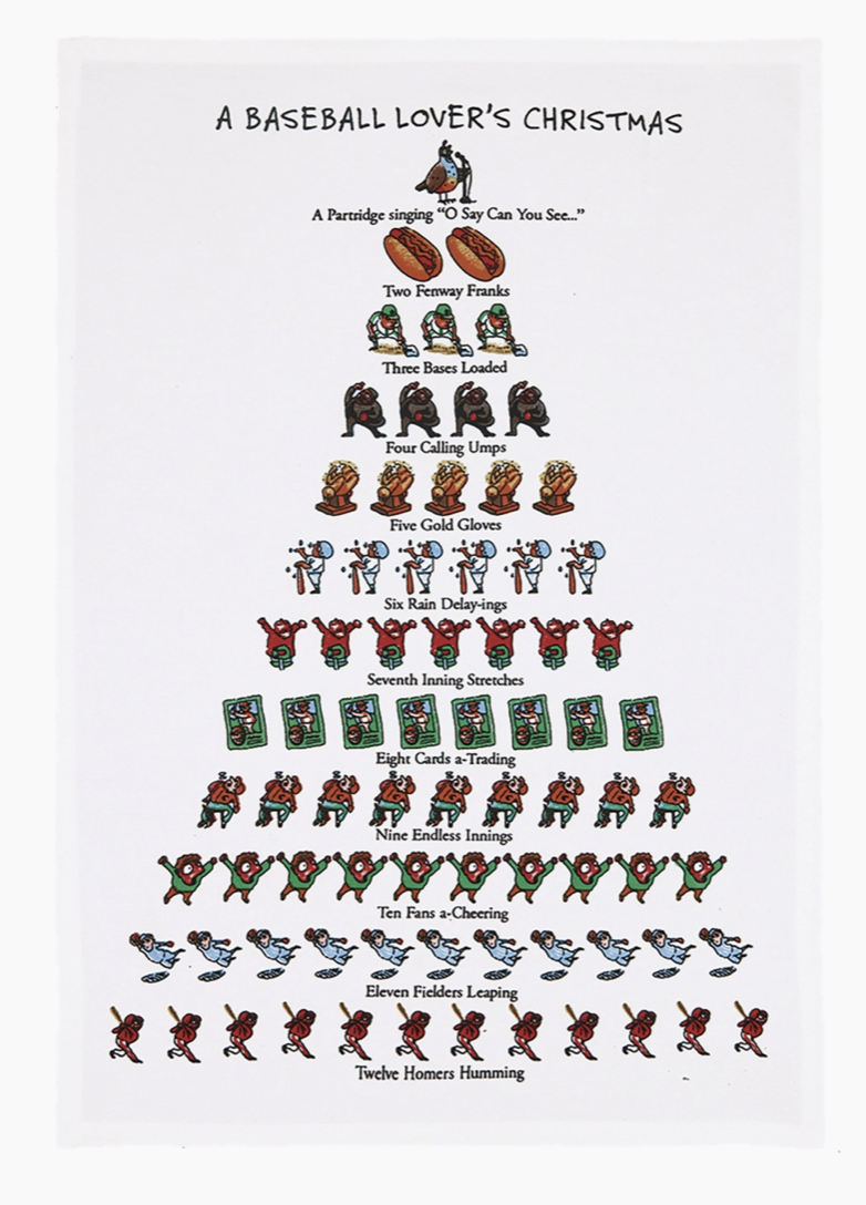 Baseball Lover&#39;s Christmas Tea Towel