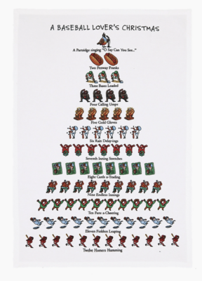 Baseball Lover&#39;s Christmas Tea Towel