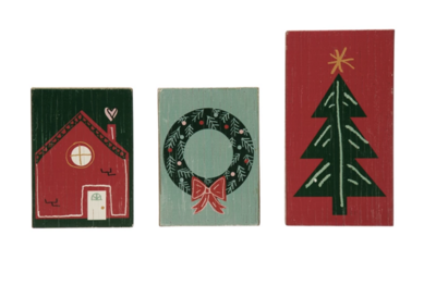 3 Styles Wooden Christmas Blocks