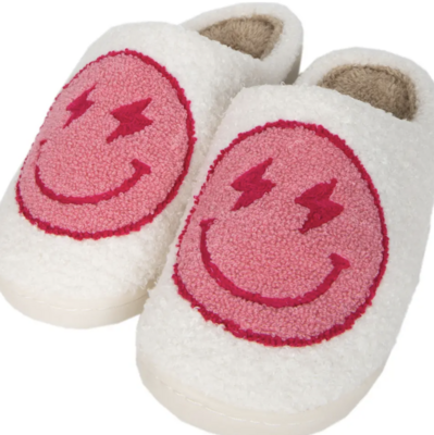 Pink Lightening Smiley Slippers XL/L