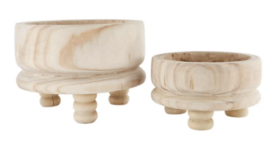 Large Wooden Footed Bowl