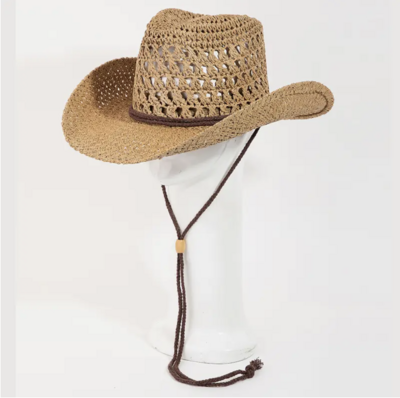 Khaki Straw Cowboy Hat