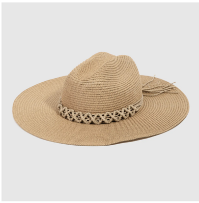 Tan Straw Braided Sun Hat