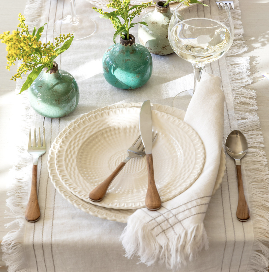 Linen Fringed Table Runner