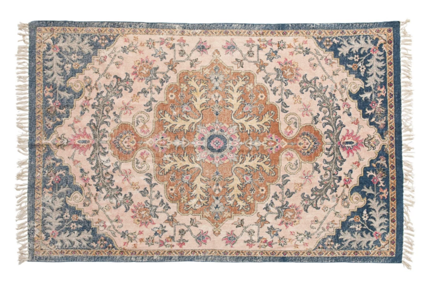 Navy and Pink Floral Rug