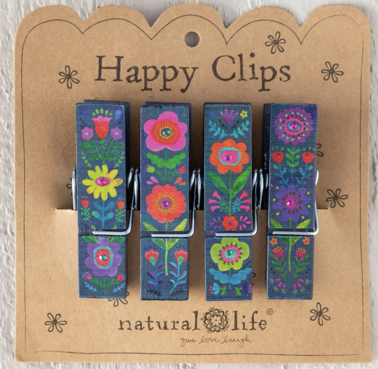 Happy Clips Navy Folk Flower