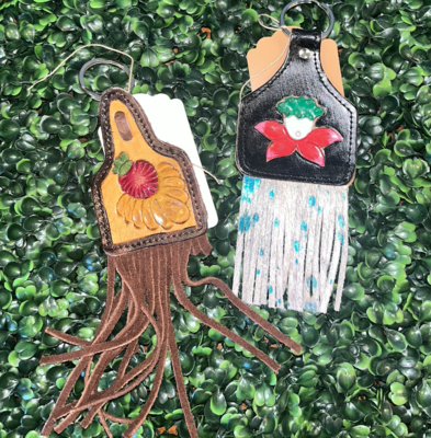 Cow Tag Fringe Keychains
