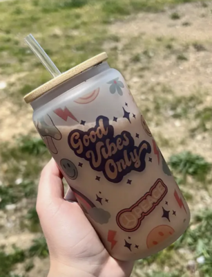 Good Vibes Only Glass Can