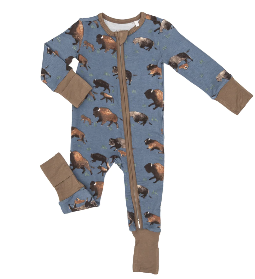 Bison 2 Way Zipper Romper - 6-12M