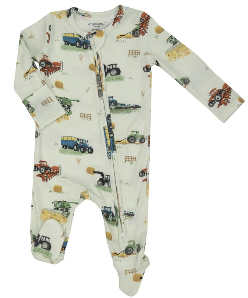 Farm Machines 2 Way Zipper Footie - NB