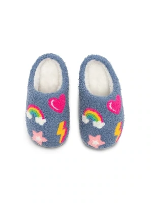 Little Kids Denim Patch Slippers