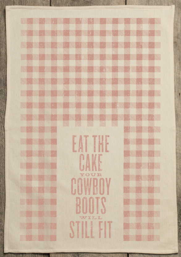 Eat the cake tea towel