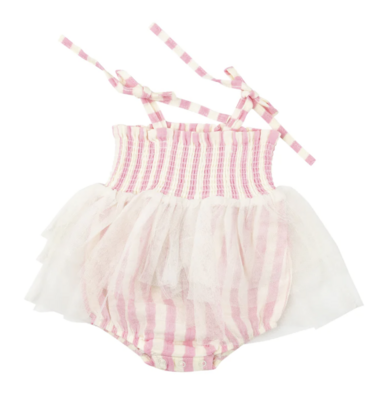 Pink Stripe Tutu Bubble - 6-12M