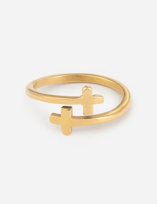 Gold cross ring