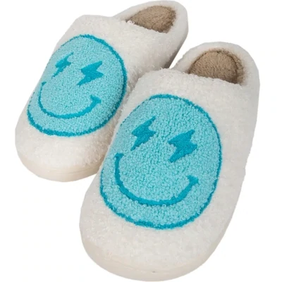 Turquoise Lightening Smiley Slippers M/L