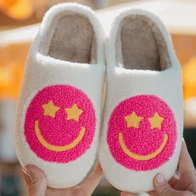 Pink Star Smiley Slippers M/L