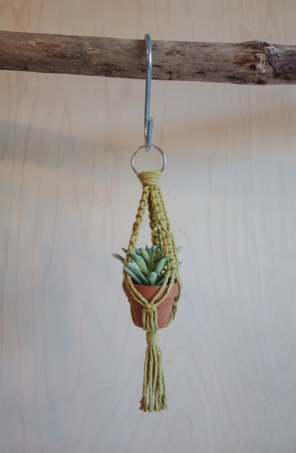 Mini Macrame Plant Hanger-Green