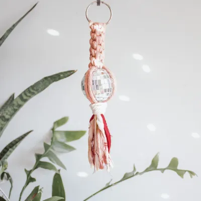 Disco Ball Car Charm- Pink