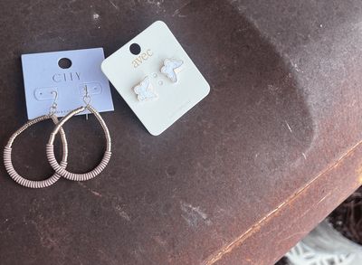 Tan and Gold Hoop Earrings