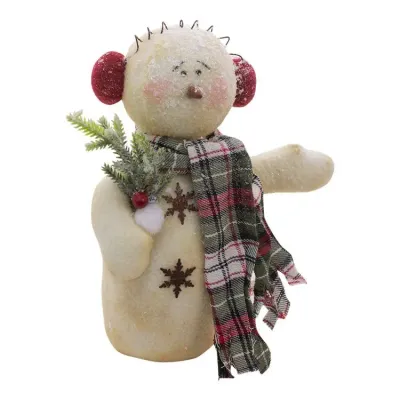 Plaid Scarf and Earmuff Snowman