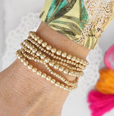 Matte Gold Bracelet Stack Mixed Sizes