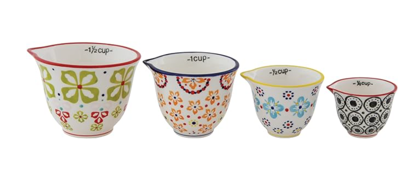 Stoneware Floral Measuring Cups 
