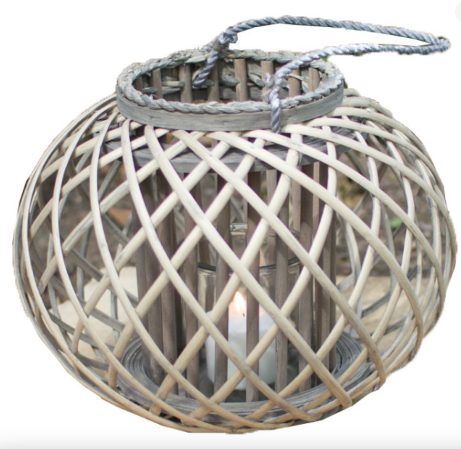 Willow Lantern With Glass- Large