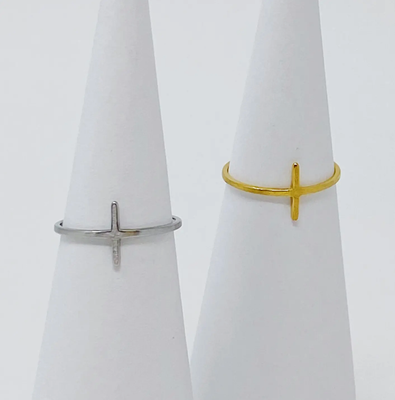 Gold Side Cross Ring