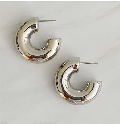 Silver Chunky Hoop Earrings