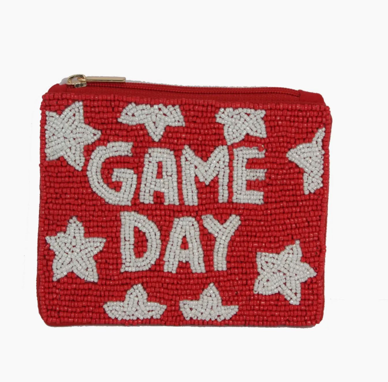 Red Beaded Game Day Purse