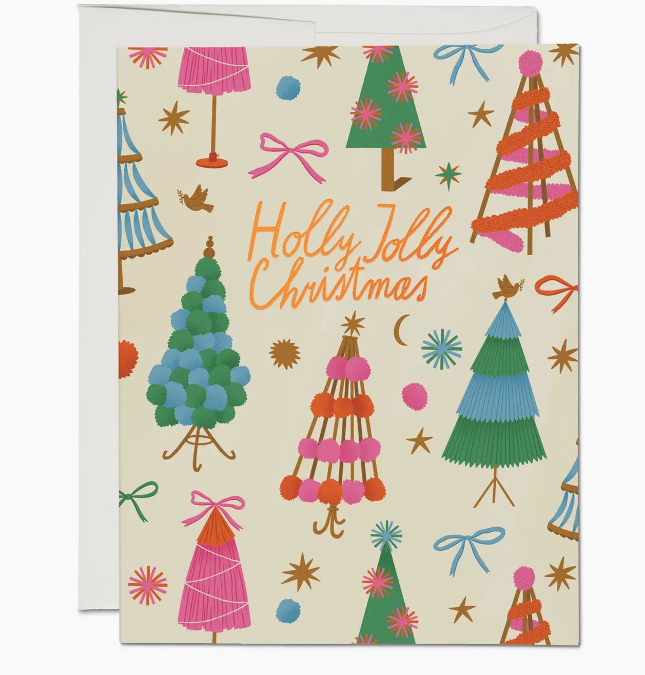 card-holly jolly christmas trees